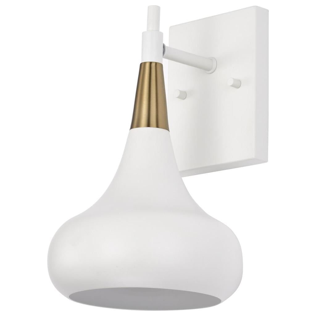 1 Lamp 11" 120 volt Matte White/Burnished Brass Indoor Wall Scone Light Fixture 1