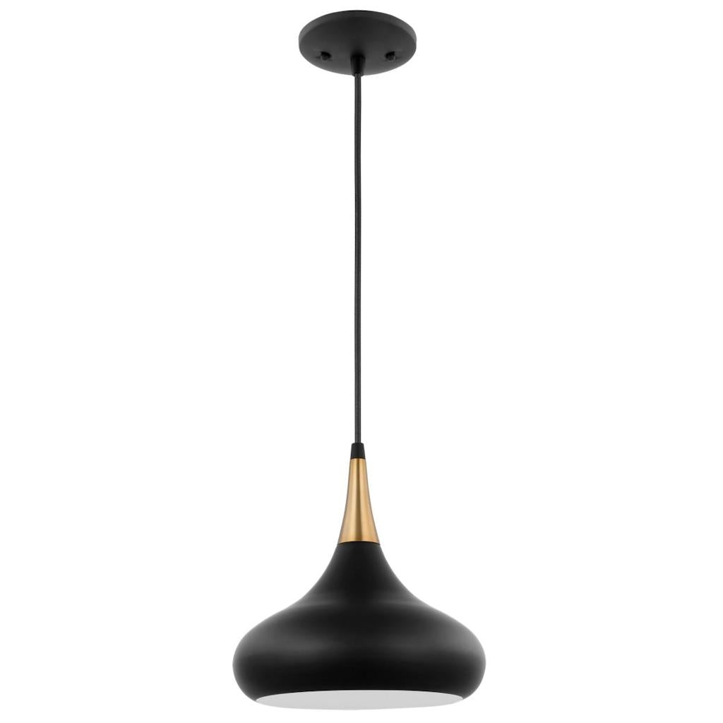 1 Lamp 10.6" 120 volt Matte Black/Burnished Brass Indoor Pendant Light Fixture 1