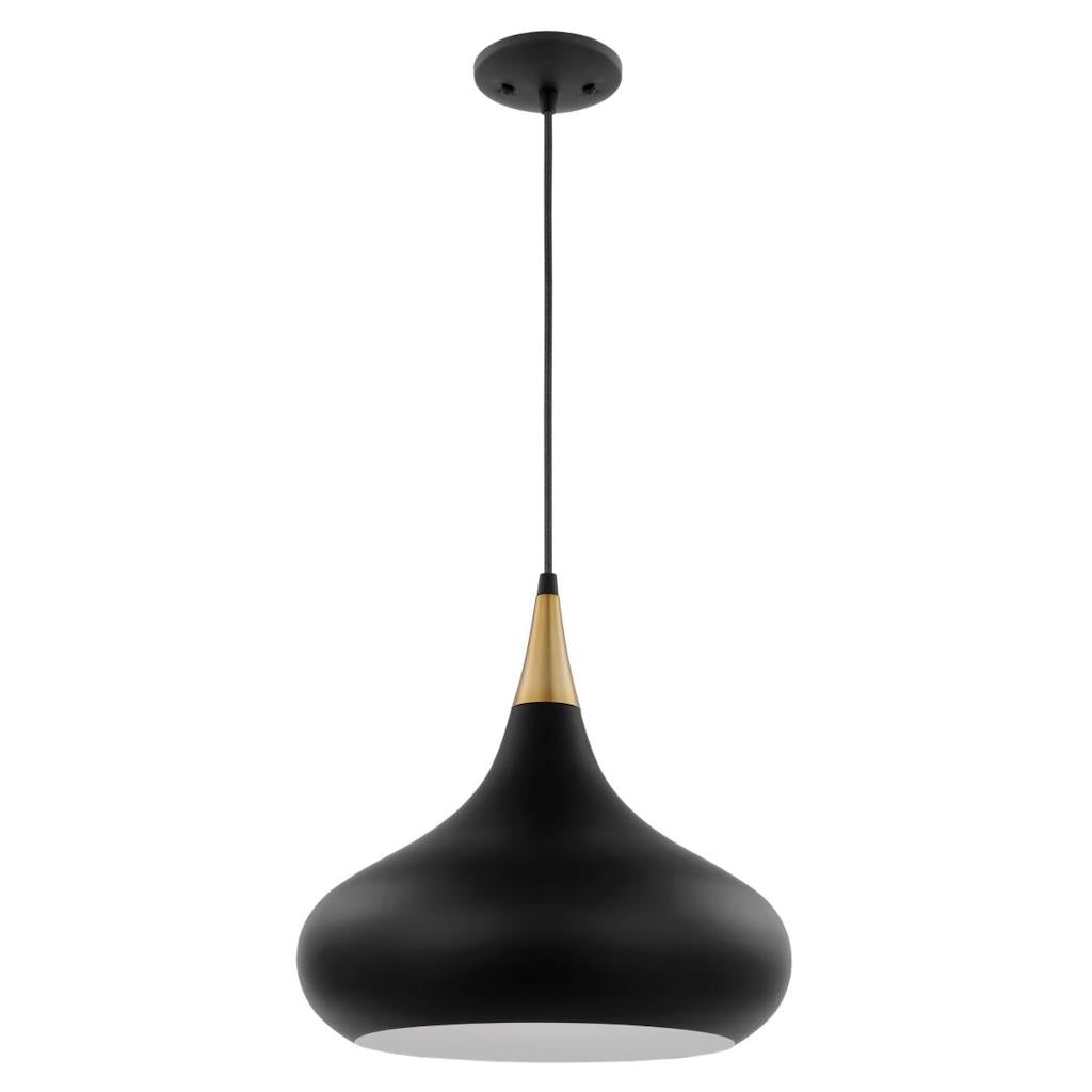 1 Lamp 14" 120 volt Matte Black/Burnished Brass Indoor Pendant Light Fixture 1