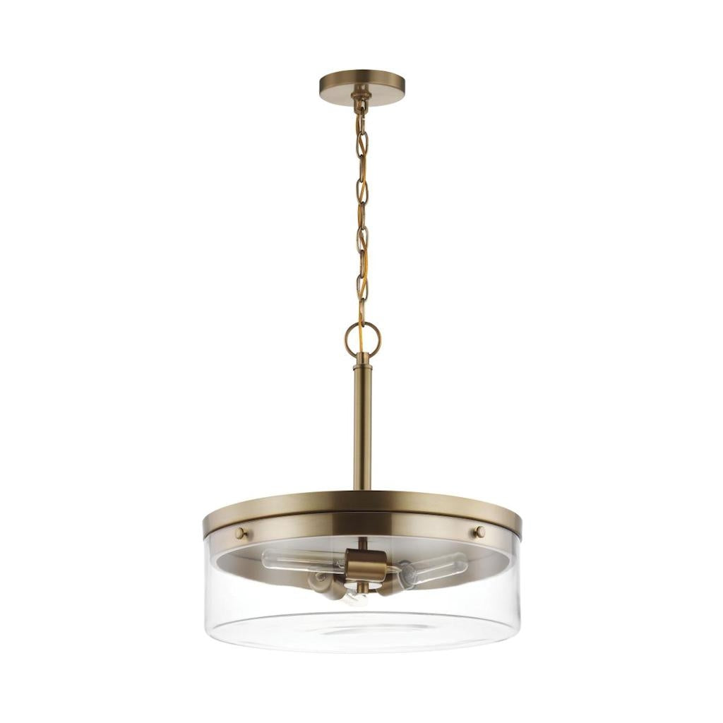 3 Lamp 17" 120 volt Burnished Brass Indoor Pendant Light Fixture 1