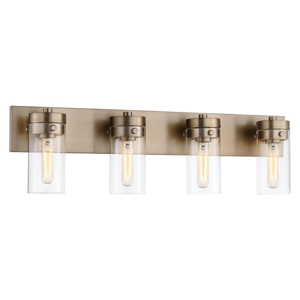 4 Lamp 120 volt Burnished Brass Indoor Clear Glass Vanity Light Fixture 1