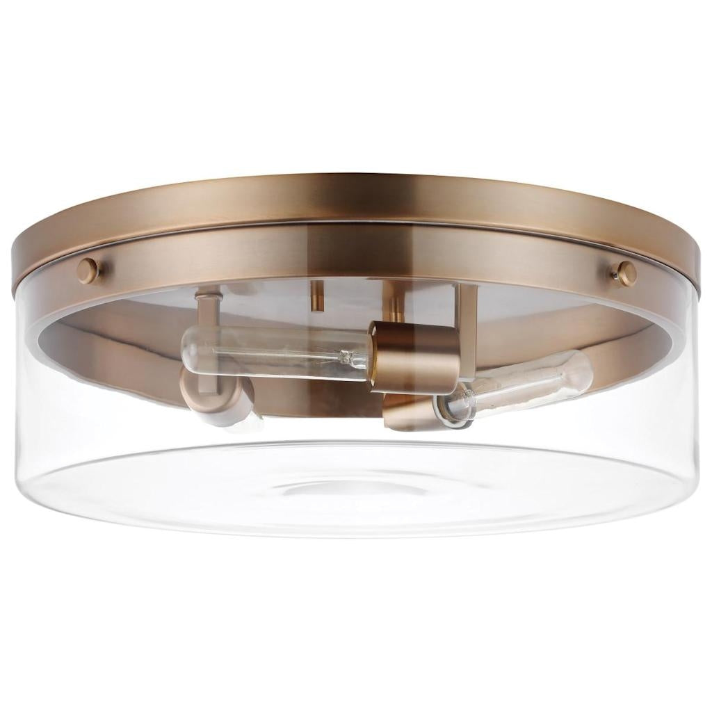 3 Lamp 17" 120 volt Burnished Brass Indoor Clear Flush Mount Fixture 1