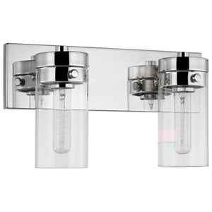 2 Lamp 15" 120 volt Polished Nickel Clear Glass Indoor Vanity Light Fixture 1