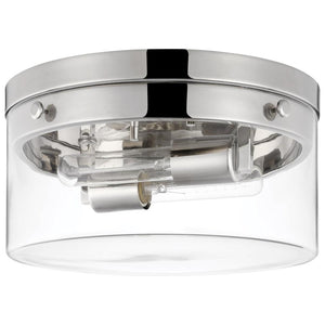 2 Lamp 14" 120 volt Polished Nickel Clear Indoor Flush Mount Light Fixture 1