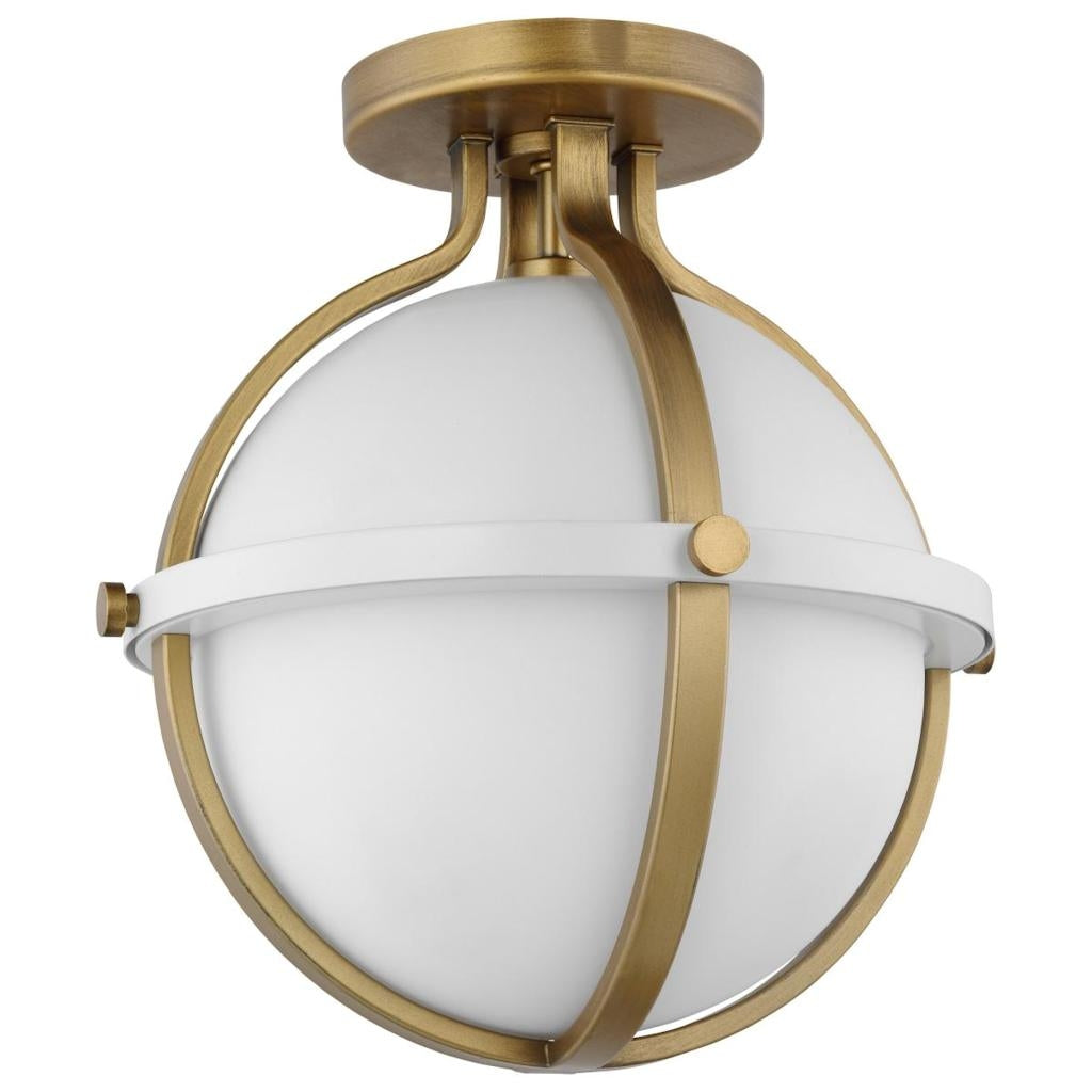 1 Lamp 12" Matte White Opal White Glass Indoor Semi Flush Light Fixture 1