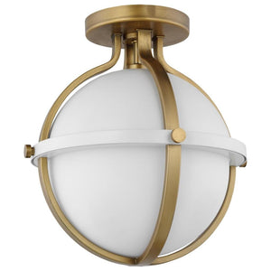 1 Lamp 12" Matte White Opal White Glass Indoor Semi Flush Light Fixture 1