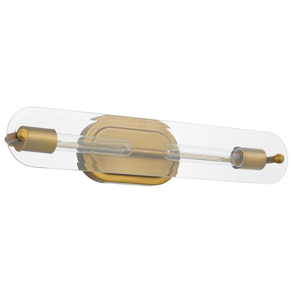 2 Lamp Natural Brass Clear Beveled Glass Indoor Vanity Light Fixture 1