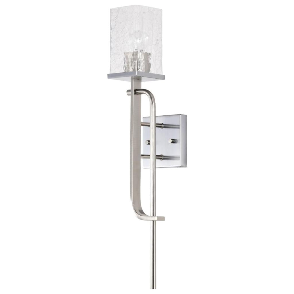 1 Light Polished Nickel Terrace Crackle Glass Indoor LED Wall Scone Fixture 1