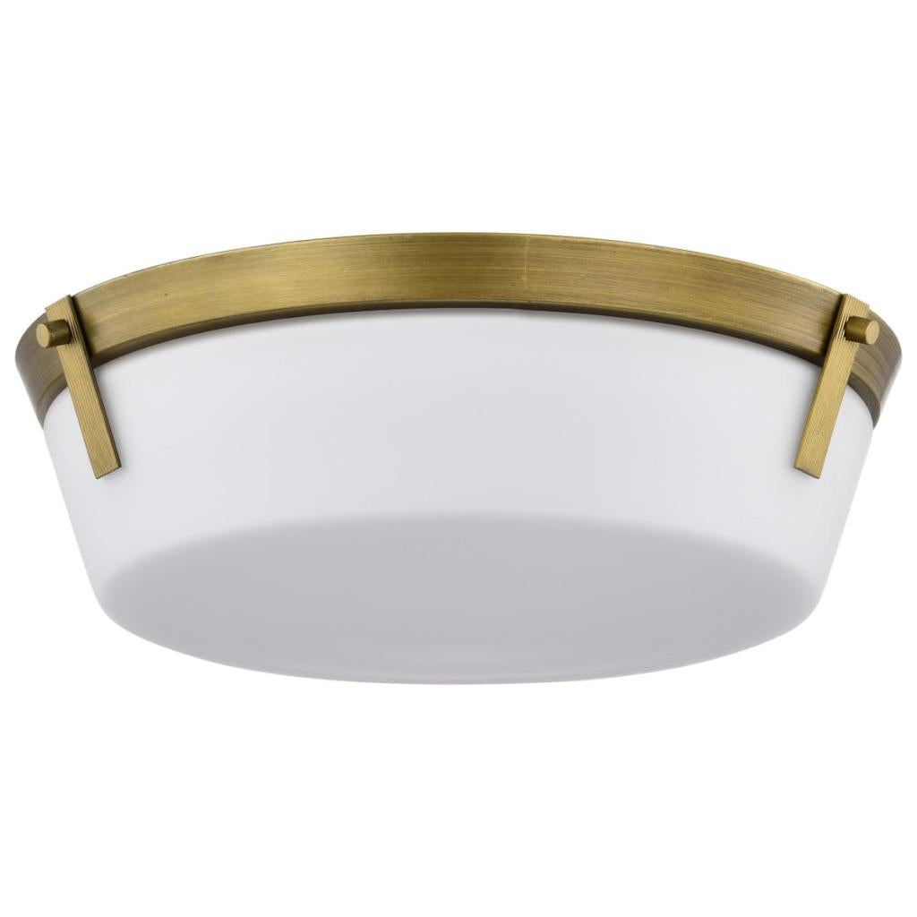 3 Light Natural Brass Rowen Etched White Glass Ceiling Fixture 1