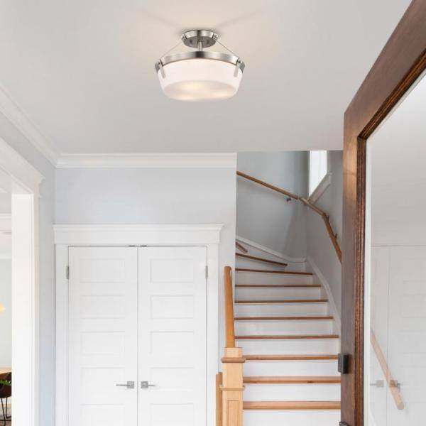 4 Light Brushed Nickel Rowen Semi Flush Mount Light Fixture 2