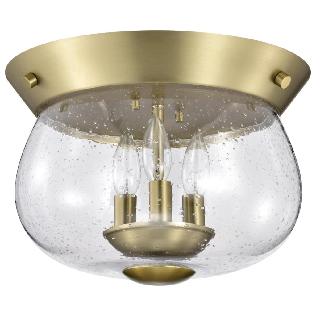 3 Lamp Vintage Brass Boliver Indoor Flush Mount Light Fixture 1