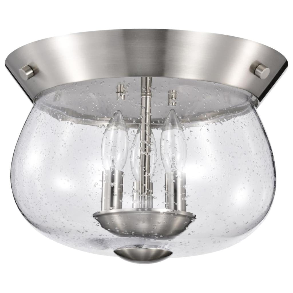 3 Light Brushed Nickel Boliver Indoor Flush Mount Light Fixture 1