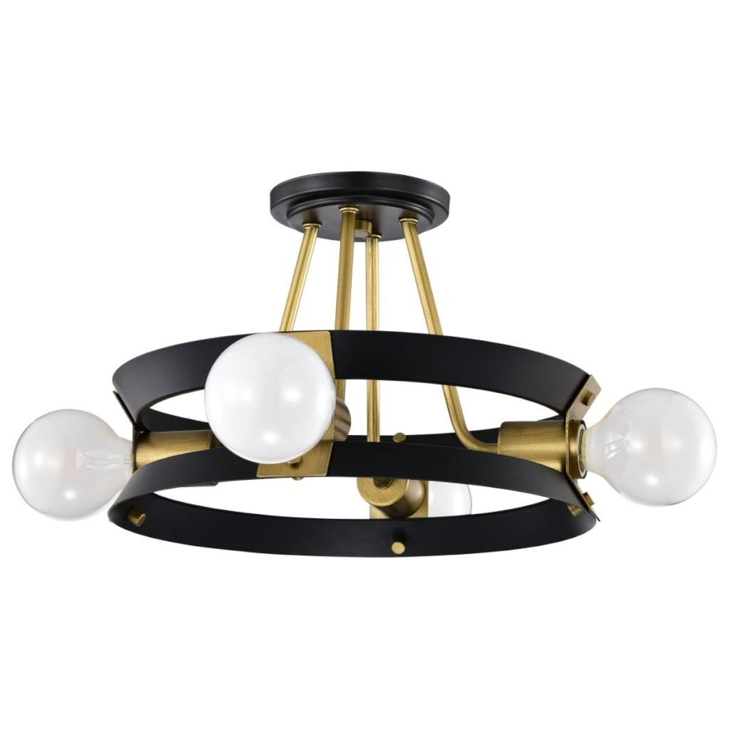 4 Lamp Matte Black Marsden Indoor Semi Flush Mount Light Fixture 1