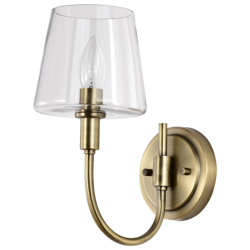 1 Light Vintage Brass Brookside Indoor Wall Sconce Light Fixture 1