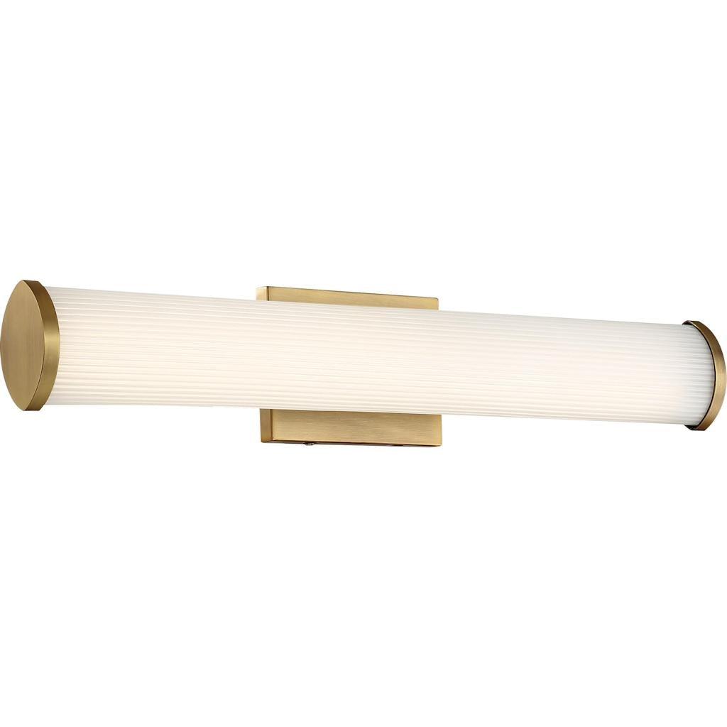 24" 26 watt 120 volt 3000K Dimmable Brushed Brass Striped Acrylic Lens Vanity Light 1