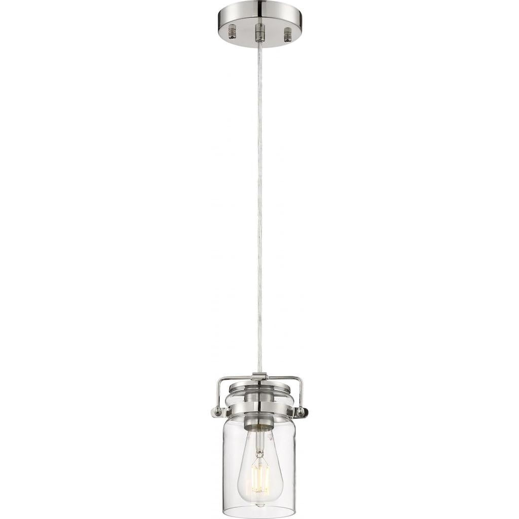 1 Light Polished Nickel Finish with Clear Glass Shade Mini Pendant 1