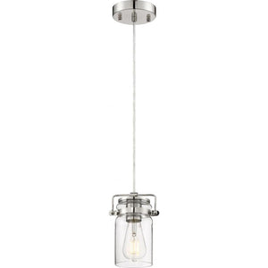 1 Light Polished Nickel Finish with Clear Glass Shade Mini Pendant 1