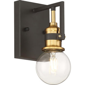 1 Light Black Finish with Warm Brass Accents Vanity Light 1