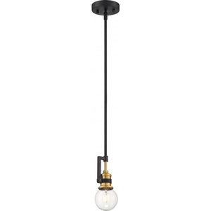 1 Light Black Finish with Warm Brass Accents Mini Pendant 1