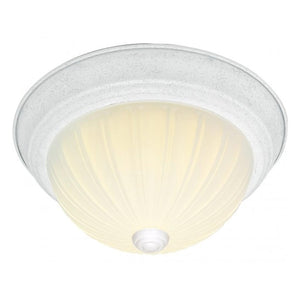 2 Light 13" Round Textured White Frosted Melon Glass Shade Ceiling Light Fixture 1