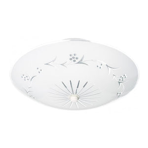 2 Light 12" Round White Grape Glass Shade Ceiling Light Fixture 1