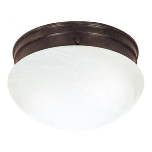 2 Light 10" Round Old Bronze Alabaster Mushroom Glass Shade Ceiling Light Fixture 1