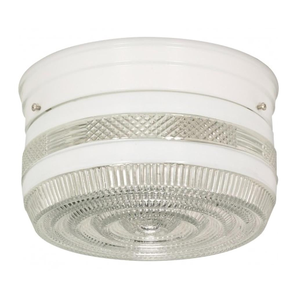 2 Light 8" Round White Glass Drum Shade Ceiling Light Fixture 1