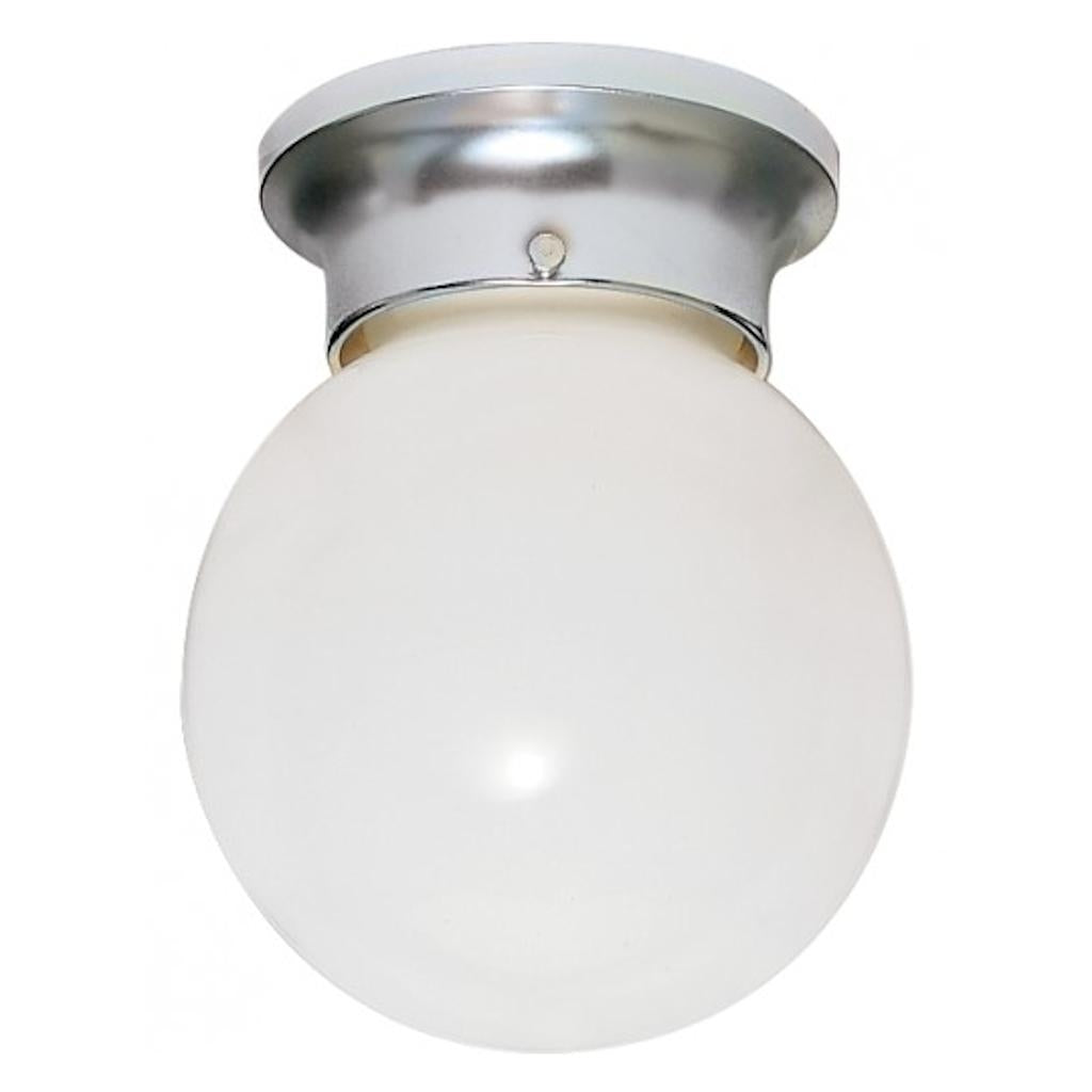 1 Light Polished Chrome White Glass Ball Shade Ceiling Light Fixture 1