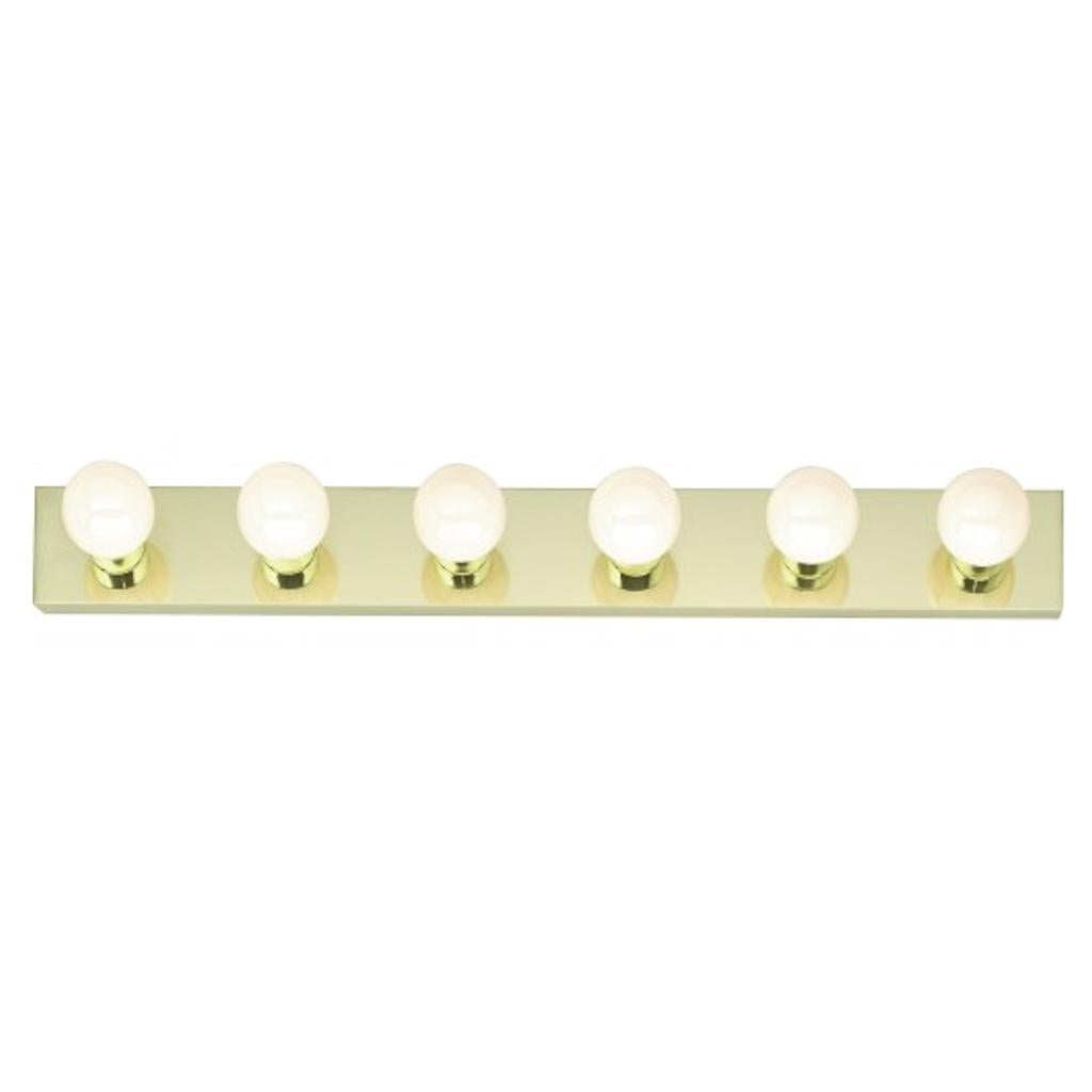 6 Light Polished Brass Glass Vanity Light Fixture 1