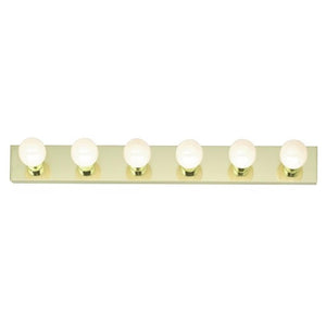 6 Light Polished Brass Glass Vanity Light Fixture 1