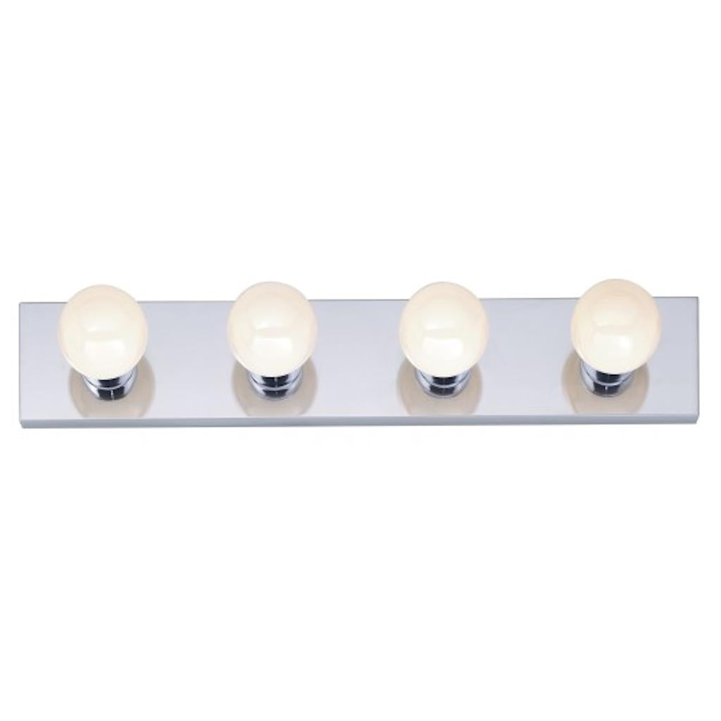 4 Light Polished Chrome Glass Vanity Light Fixture 1
