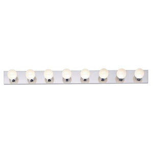 8 Light Polished Chrome Glass Vanity Light Fixture 1