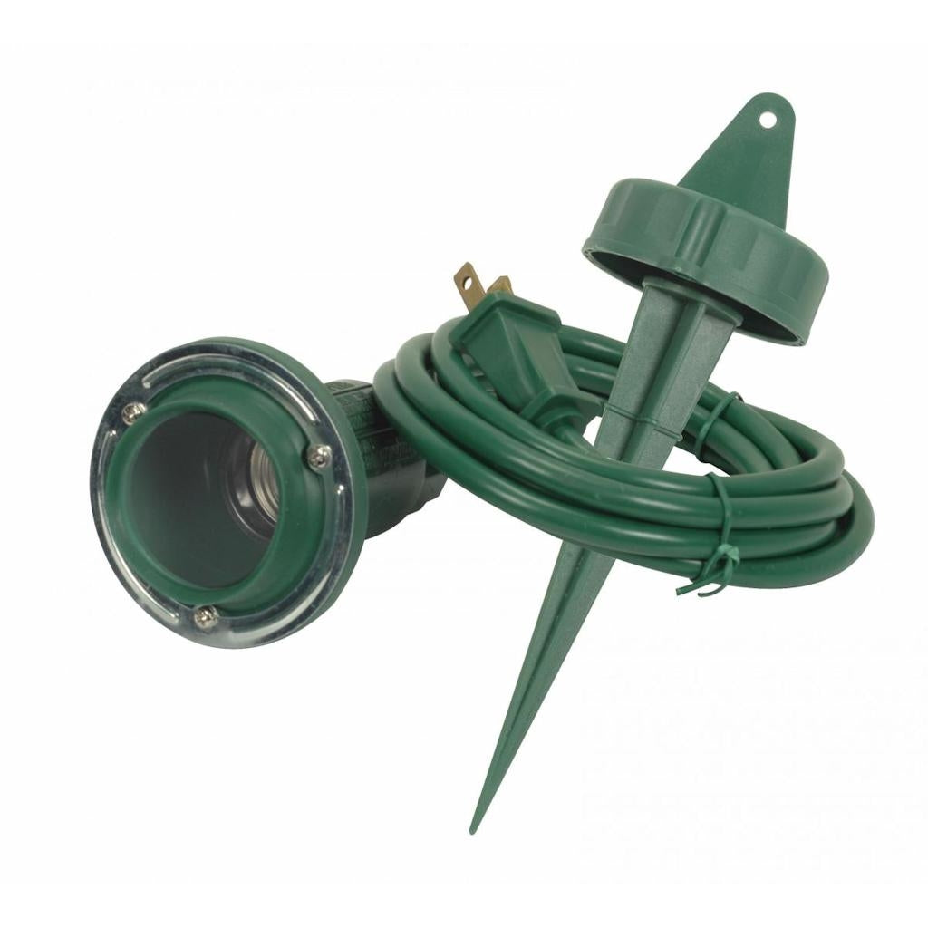 150 watt 120 volt Outdoor Dual Mount Green Floodlight Holder with Stake 1