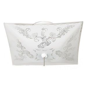 2 Light White Floral Square Glass Shade Ceiling Light Fixture with Pull Chain 1