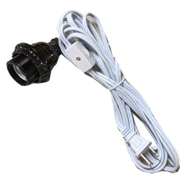 12' White Medium Screw Base Socket Cord 1