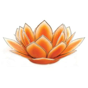 5" Orange Dahlia Lotus Tea Light Candle Holder 1