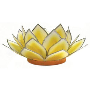 5" Yellow Dahlia Lotus Tea Light Candle Holder 1