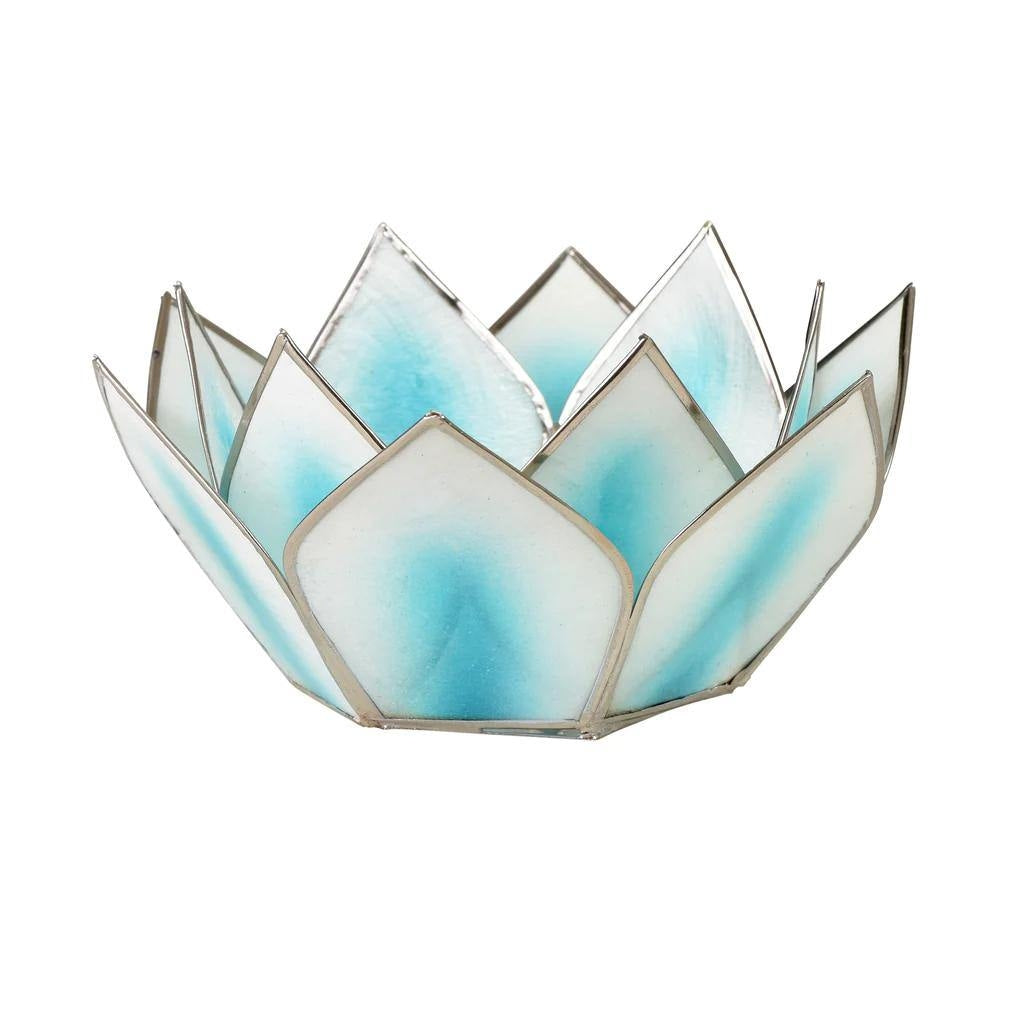 Aqua Mini Dahlia Lotus Tea Light Candle Holder 1