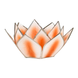 Orange Mini Dahlia Lotus Tea Light Candle Holder 1