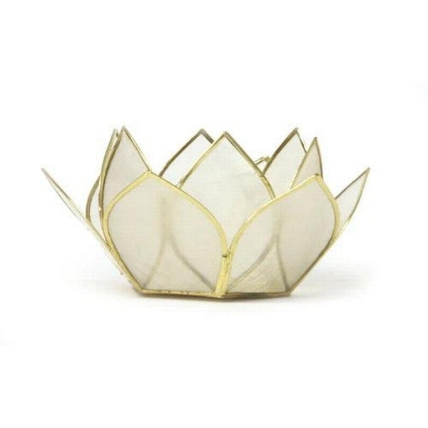 Pearl Mini Gemstone Lotus Tea Light Candle Holder 1
