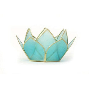 Aquamarine Mini Gemstone Lotus Tea Light Candle Holder 1