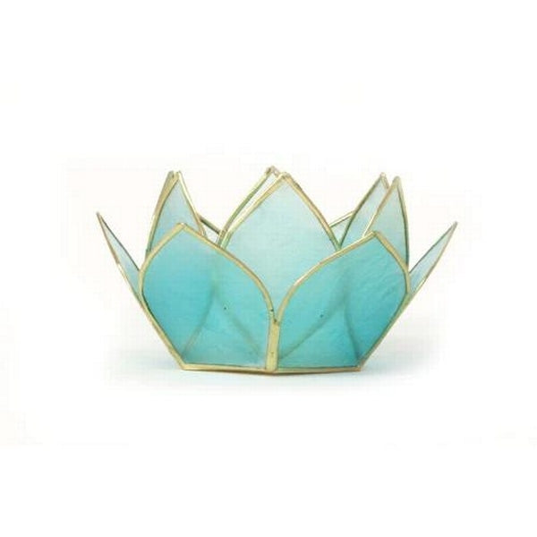 Aquamarine Mini Gemstone Lotus Tea Light Candle Holder 1