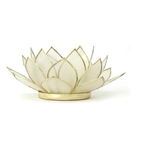 Pearl Gemstone Lotus Tea Light Candle Holder 1