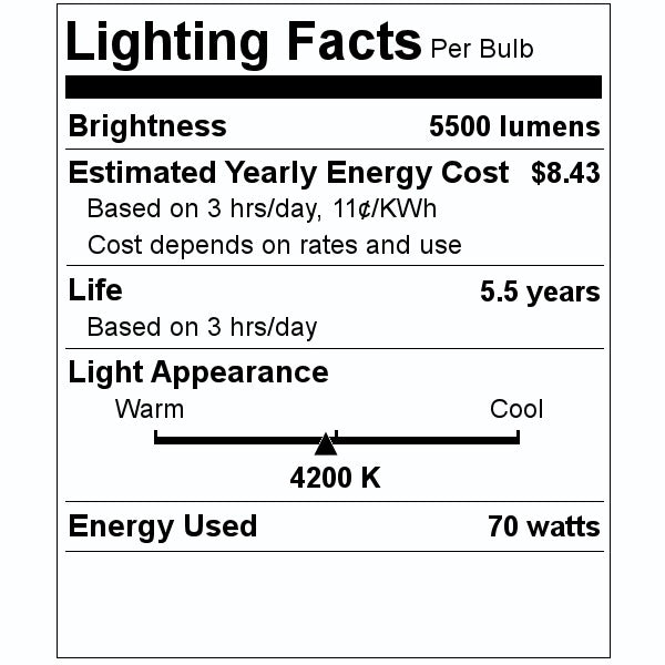 70 watt European Medium Screw Base 4200K Cool White Clear Metal Halide 2