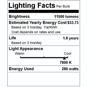 280 watt 7800K E20.6 Projector Lamp 2
