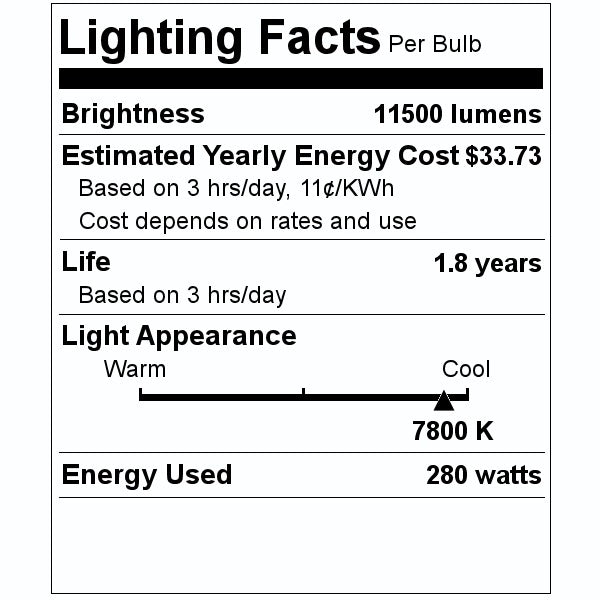 280 watt 7800K E20.6 Projector Lamp 2