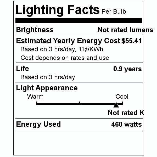 460 watt 230 volt Recessed Single Contact Base Metal Halide Ultraviolet 2