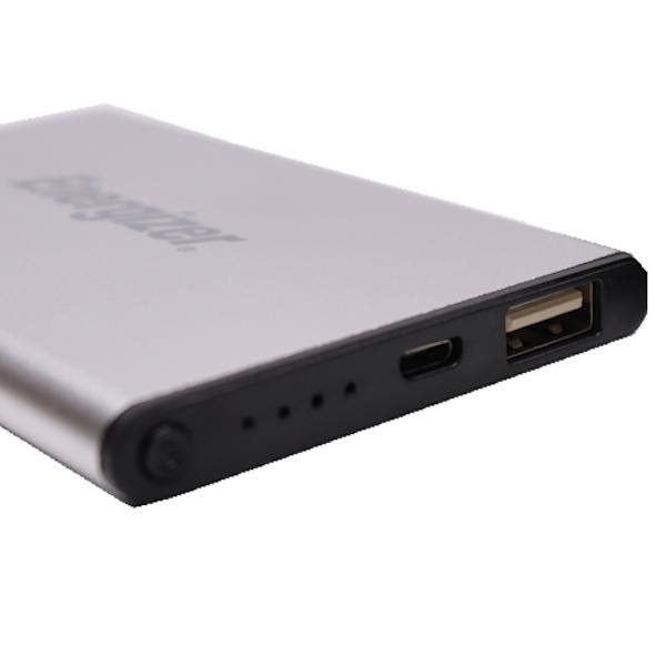 3000 mAh Silver Metal USB Port Portable Charger 2