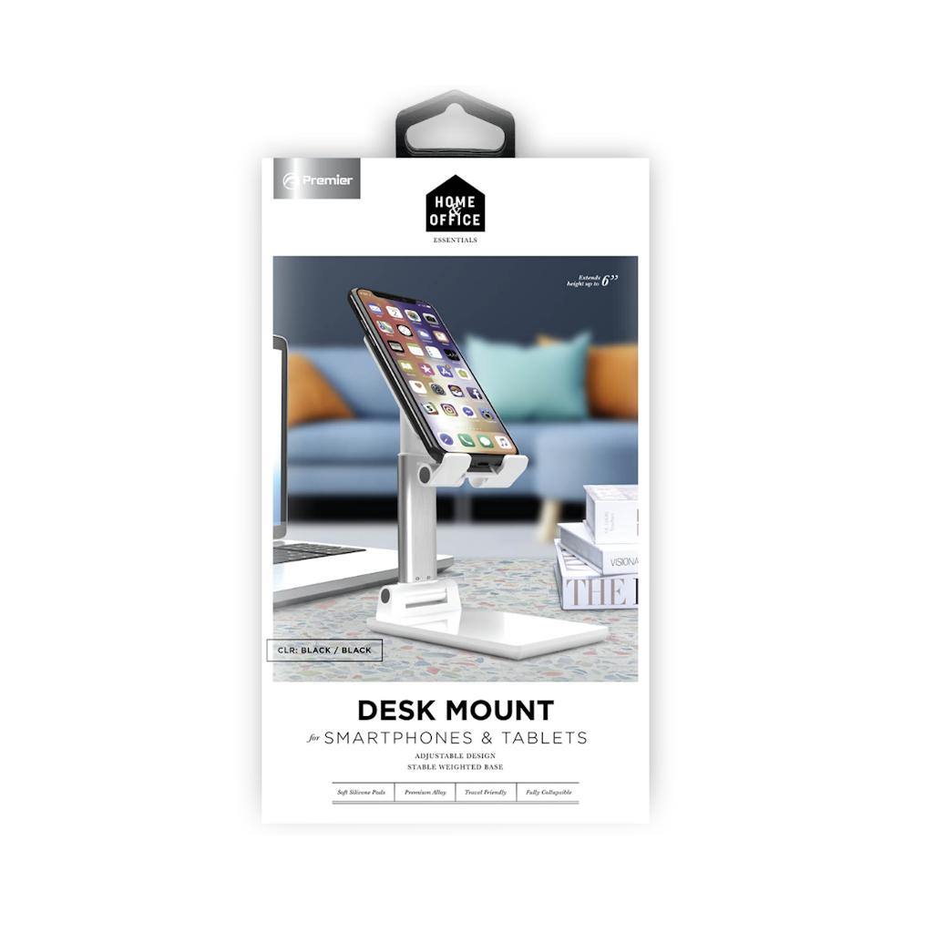 Adjustable White Desk Mount for Phones and Tablets 1