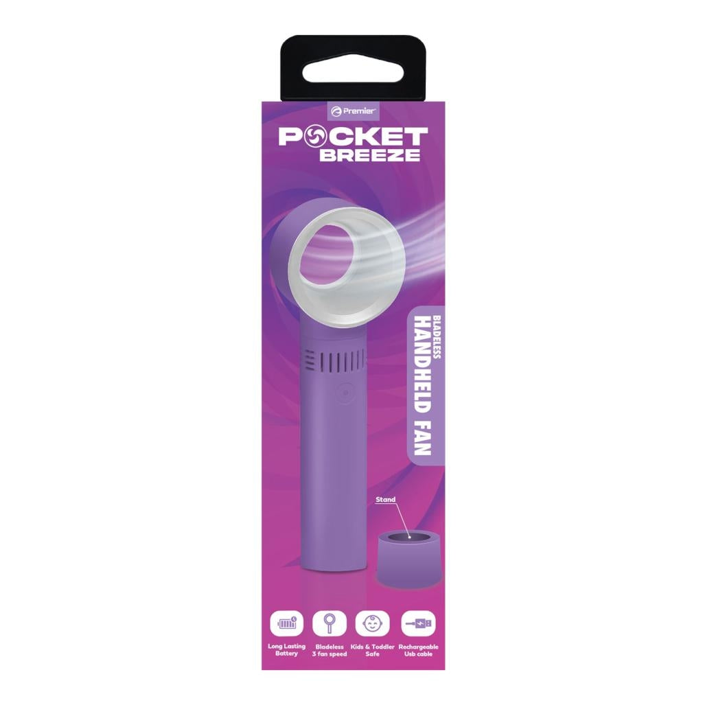 Purple Rechargeable Portable Bladeless Fan 1